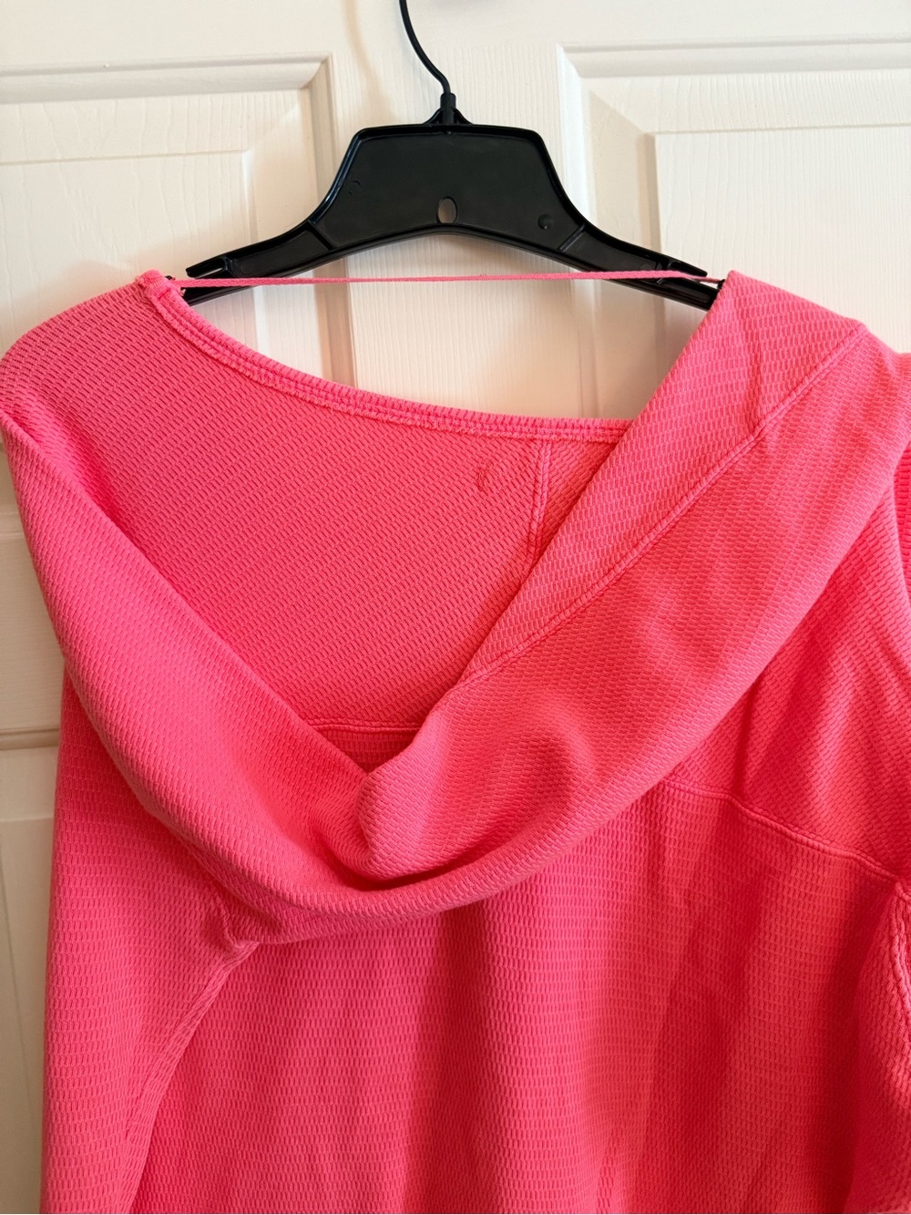 Free People XL Extra Large Hot Pink Thermal Long Sleeve Top Pullover Shirt - Picture 6 of 8